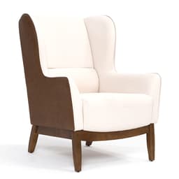 Poltrona Milena Revestimento Sintético Terracota e Linho Pérola