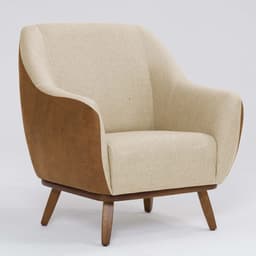 Poltrona Paloma Revestimento Sintético Terracota e Linho Marfim