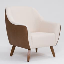 Poltrona Paloma Revestimento Sintético Terracota e Linho Pérola