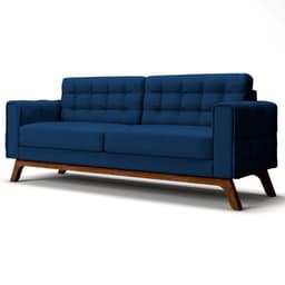 Sofá 180 cm 3 Lugares Sandero B-304 Veludo Azul Marinho - Domi
