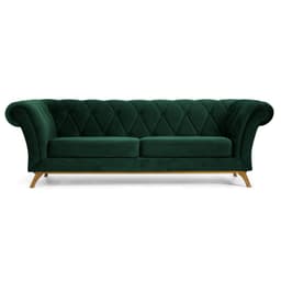 Sofá 180cm 3 Lugares Base Madeira Império B-303 Veludo Verde Musgo - Domi