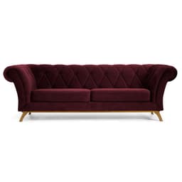 Sofá 230cm 3 Lugares Base Madeira Império B-278 Veludo Marsala - Domi