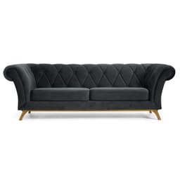 Sofá 230cm 3 Lugares Base Madeira Império B-317 Veludo Cinza - Domi