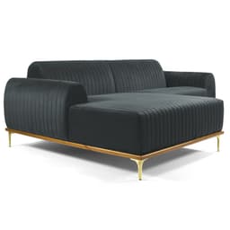 Sofá 265cm 4 Lugares com Chaise Esquerdo Pés Gold Molino B-317 Veludo Cinza - Domi