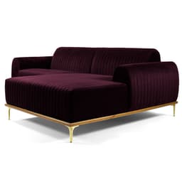 Sofá 300cm 5 Lugares com Chaise Direito Pés Gold Molino B-292 Veludo Uva - Domi