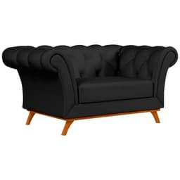 Sofá para Sala de Estar 150cm 1 Lugar Base Madeira Império B-300 Veludo Preto - Domi