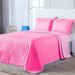 Kit Cobre Leito Dual Color Pink/Rosa Queen 03 Peças - Dupla Face