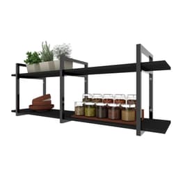 Nichos industrial cozinha preto suporte industrial suspensa ferro madeirasimples