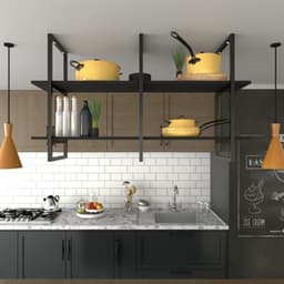 Prateleira Industrial Suspensa Teto Cozinha pratileira prateleira mdf nicho industrial nichos para cozinha Prateleira