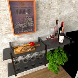 Prateleira banheiro organizador nicho mdf ferro estante preto preta madeira