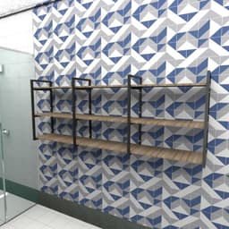 Prateleira industrial banheiro aço 180x30x68cm amadeirado ind35ae