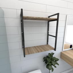 Prateleira industrial banheiro aço preto 30cm amadeirado ind10aeb