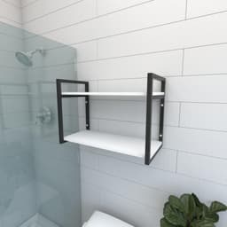 Prateleira industrial banheiro aço preto 30cm branca branca ind01
