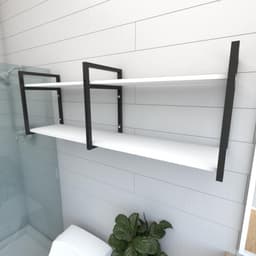 Prateleira industrial banheiro aço preto 30cm branca branca ind04