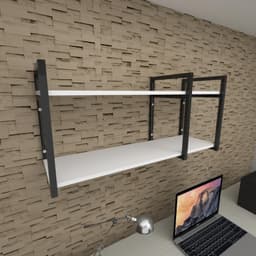 Prateleira industrial escritório aço preto 30cm branca ind21bes