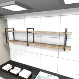 Prateleira industrial lavanderia aço preto 180x30x40cm amadeirado ind39aelav