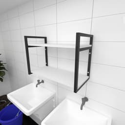 Prateleira industrial lavanderia aço preto 30cm branca ind01blav