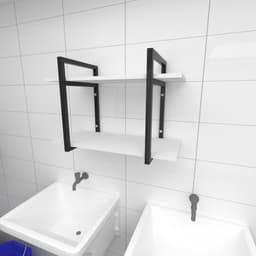 Prateleira industrial lavanderia aço preto 30cm branca ind02blav