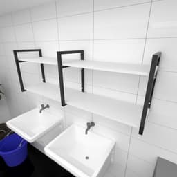 Prateleira industrial lavanderia aço preto 30cm branca ind04blav