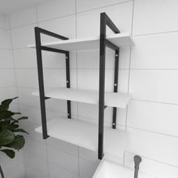 Prateleira industrial lavanderia aço preto 30cm branca ind09blav