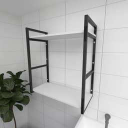 Prateleira industrial lavanderia aço preto 30cm branca ind10blav