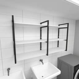 Prateleira industrial lavanderia aço preto 30cm branca ind11blav