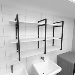 Prateleira industrial lavanderia aço preto 30cm branca ind12blav