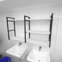 Prateleira industrial lavanderia aço preto 30cm branca ind14blav