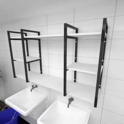 Prateleira industrial lavanderia aço preto 30cm branca ind17blav
