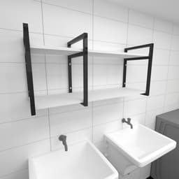 Prateleira industrial lavanderia aço preto 30cm branca ind19blav