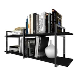 Prateleira industrial moveis escritorio quarto estante infantil livros preto ferro e madeira