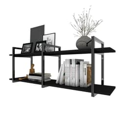 Prateleira industrial moveis escritorio quarto estante infantil plantas preto ferro e madeira