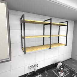 Prateleira industrial para cozinha aço cor preto prateleiras 30 cm cor OSB modelo ind11osbc