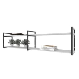 Prateleira industrial sala estar estante nicho parede ferro madeira suporte branco off white