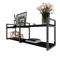 Prateleira industrial sala estar estante nicho parede ferro madeira suporte preto