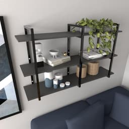 Prateleira industrial sala estar estante nicho parede mdf suspensa pratileira ferro preto