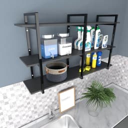 Prateleira lavanderia preto area de serviço nicho multi uso simples estante mdf