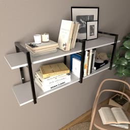 Prateleira moveis escritorio quarto estante infantil livros branco ferro e madeira