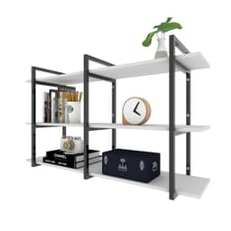 Prateleira moveis escritorio quarto estante infantil plantas branco ferro e madeira