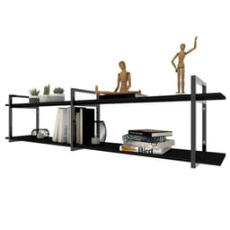 Prateleira moveis escritorio quarto estante infantil plantas preto ferro e madeira