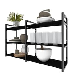 Prateleira nichos cozinha preto suporte industrial carrinho moderno suspenso madeira