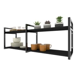 Prateleira nichos cozinha preto suporte industrial carrinho moderno suspenso madeira