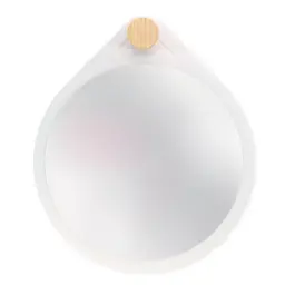 Espelho Decorativo Adnet Flat Branco Off White 30 Cm Redondo Branco, 30 cm
