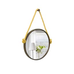 Espelho Decorativo Adnet Marrom Alça Sisal Yellow 50 Cm Redondo 50 cm