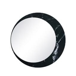 Espelho Decorativo Luna Mármore Preto 60cm Redondo Lateral