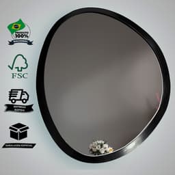 Espelho Decorativo Orgânico Preto 58x70 cm Eg