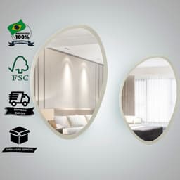 Kit Espelho Decorativo Orgânico Branco 58x70 E 43x58 cm
