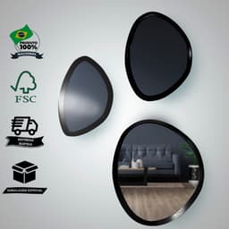 Kit Espelho Decorativo Orgânico Preto 29x44cm, 43x58cm e 58x70cm Epmg