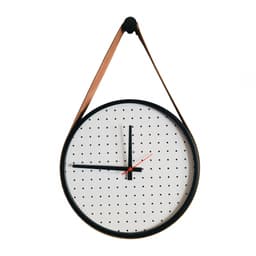 Relógio Adnet Preto Alça Caramelo Mostrador Branco PB Ponteiro Preto 30cm