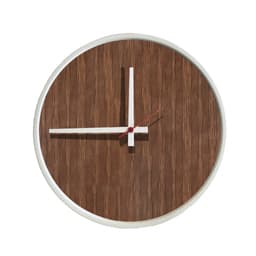 Relógio Decorativo Round Branco Mostrador Pau Ferro Ponteiro Branco 50 Cm Diâmetro